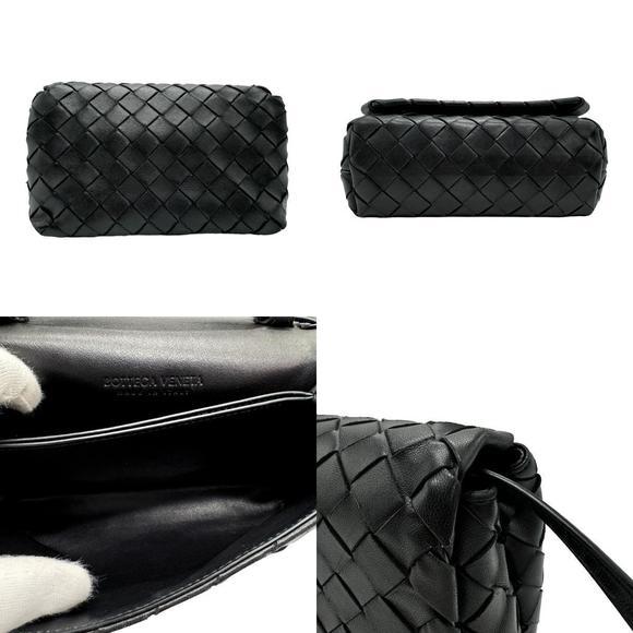 Bottega Veneta Intrecciato Leather Shoulder Bag Black - Picture 3 of 5